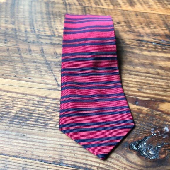 Grappa All Silk Tie Horizontal stripe Red and navy - Picture 1 of 6